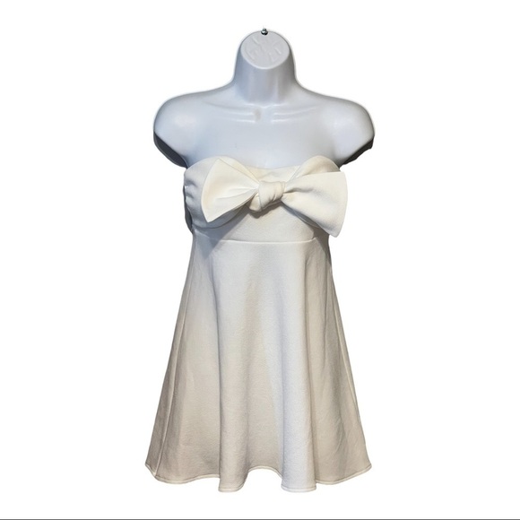 Show Me Your Mumu Enchanted Bow Babydoll Dress White Strapless Mini Small - Picture 4 of 6